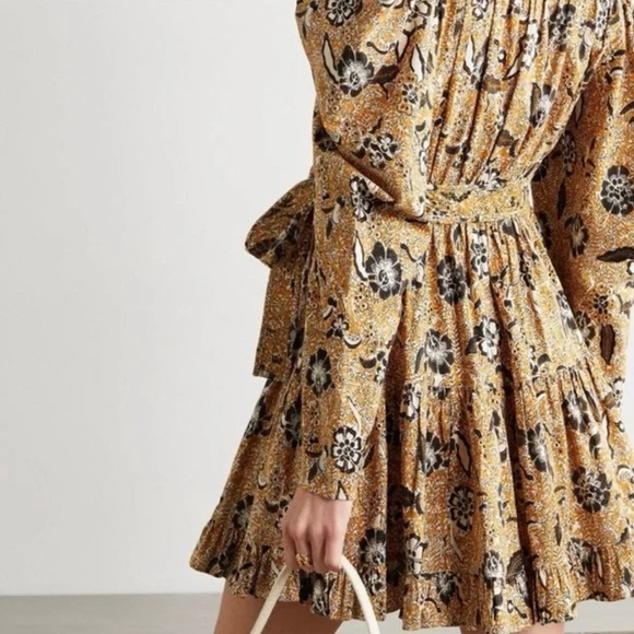 Ulla Johnson Nailah Printed Puff Sleeve Belted Pocket Mini Dress Size 2 - Picture 3 of 15